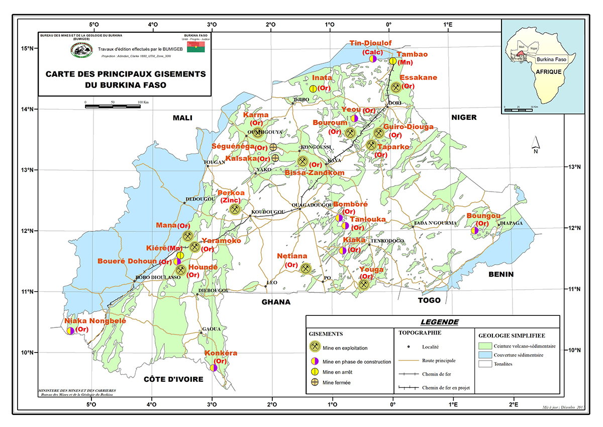 Carte minière du Burkina Faso